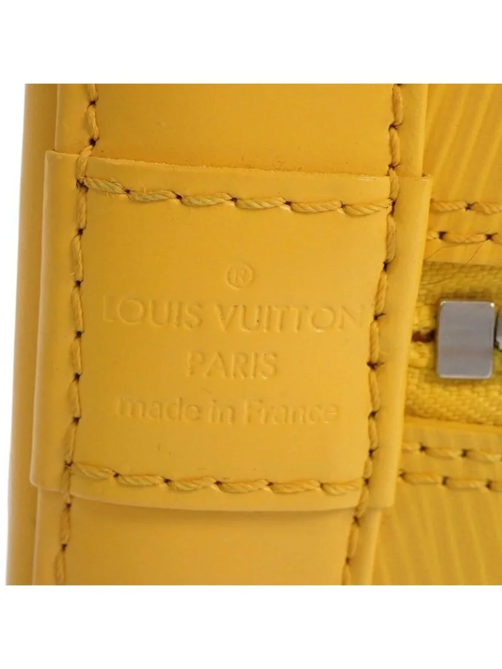 Louis Vuitton Alma PM Epi Handbag Citron Yellow Silver